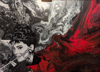 Audrey Hepburn Liquid Acrylic Painting